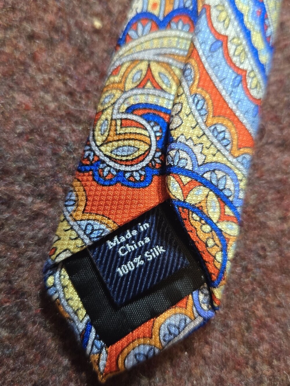Croft And Barrow Silk Tie Lot Of 2 Paisley And Plaid Orange Pink Blue - Picture 5 of 6